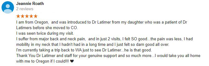 Latimer Chiropractic Patient Testimonial