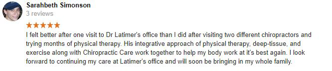 Latimer Chiropractic Patient Testimonial